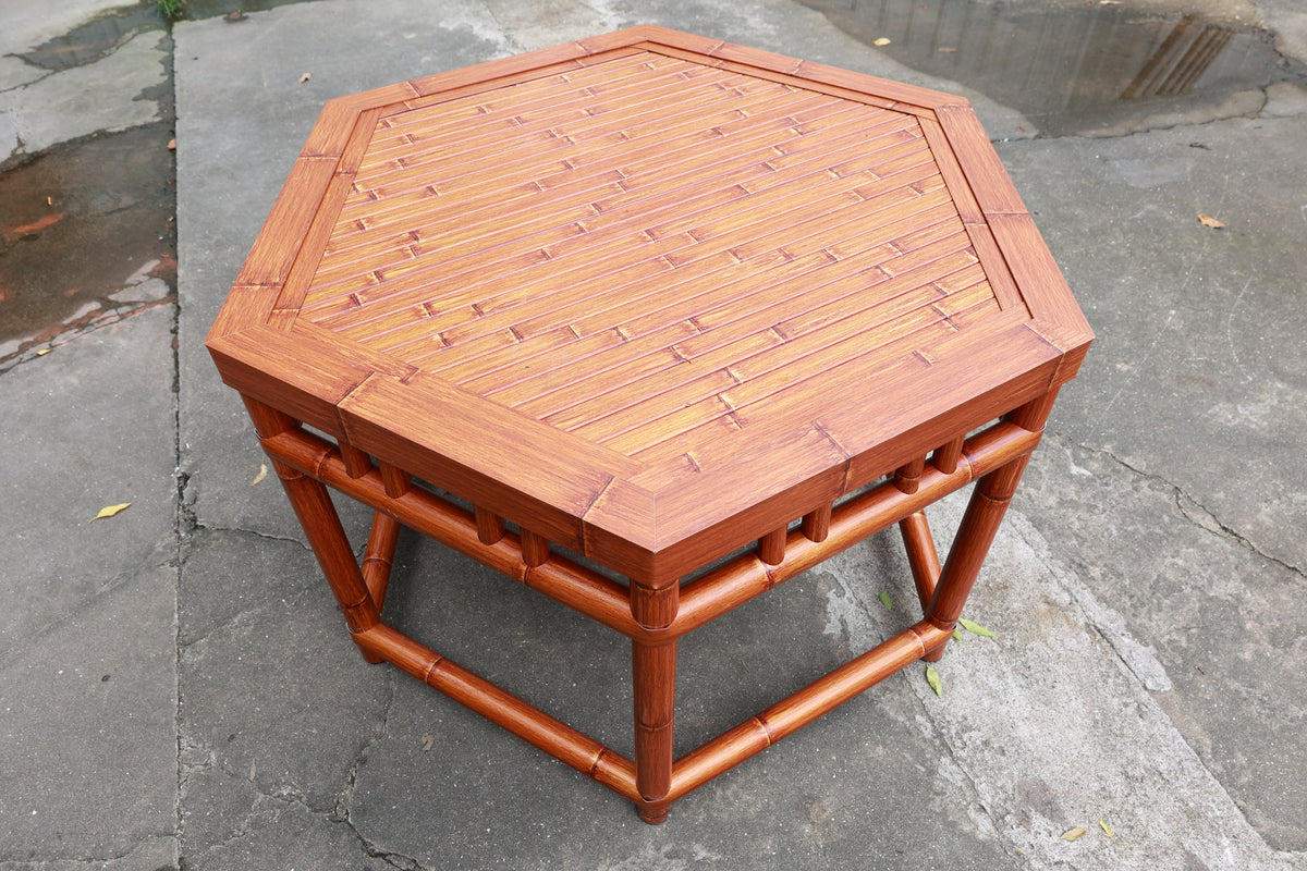 Aluminum Imitation Bamboo Hexagonal Dining Table Set