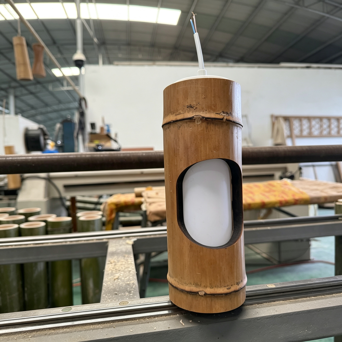 Natural Bamboo Carved Pendant Light